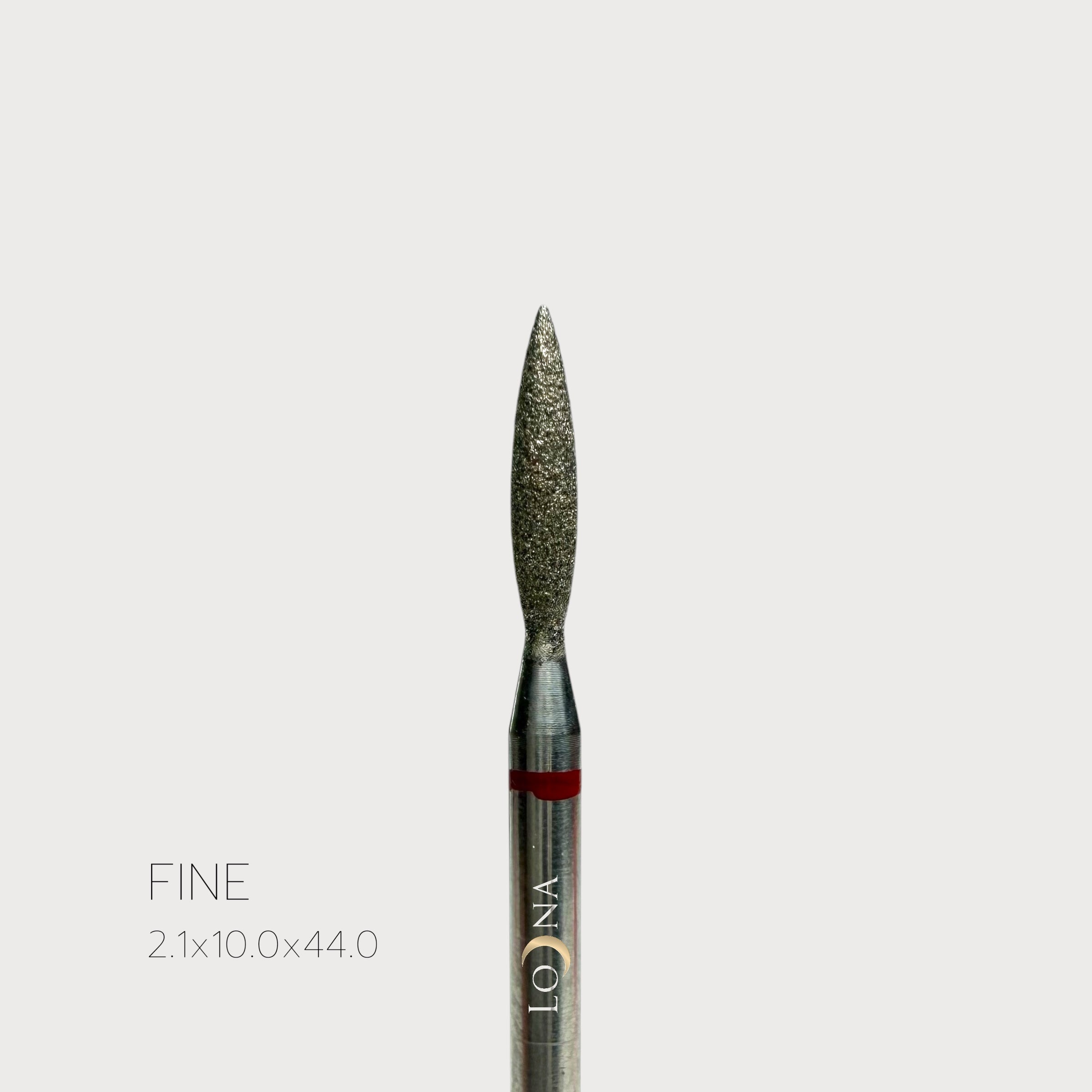 Diamond Manicure Bits, Fine Grit, F2.1x10.0x44.5mm, shape pointed flame.