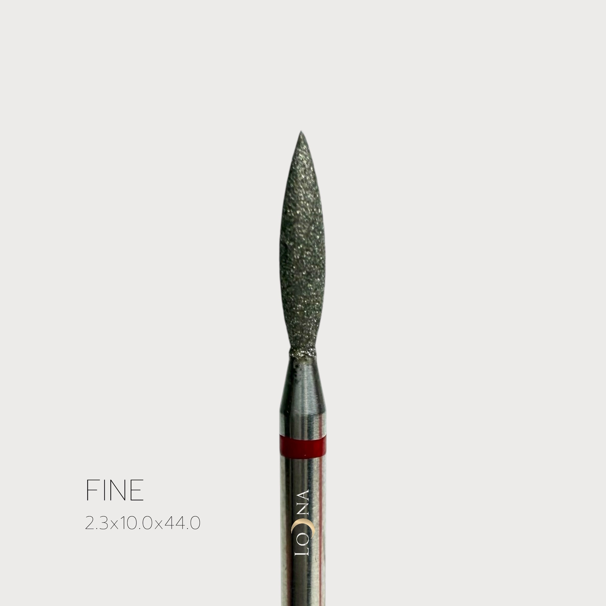 Diamond Manicure Bits, Fine Grit, F2.3x10.0x44.5mm, shape pointed flame.
