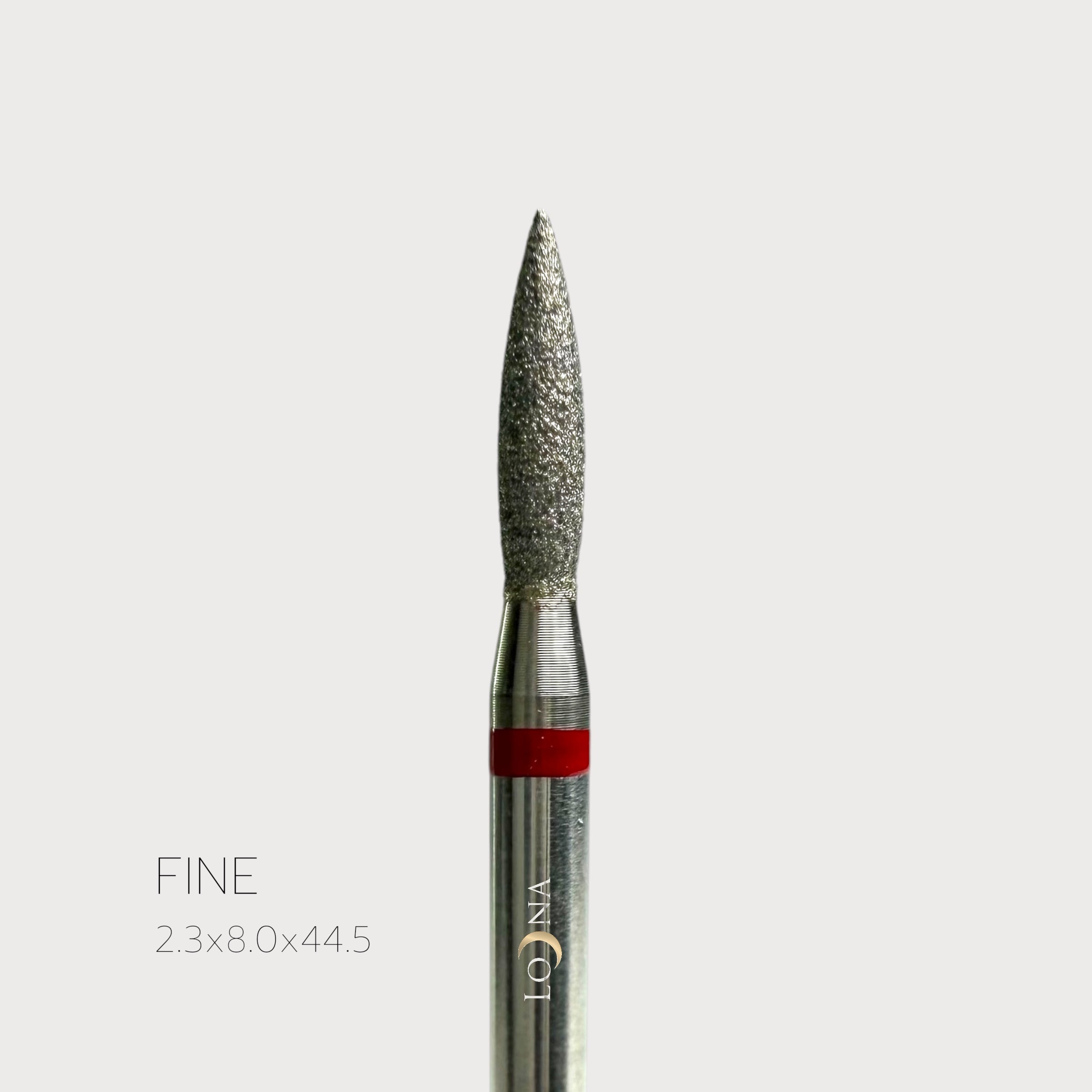 Diamond Manicure Bits, Fine Grit, F2.3x8.0x44.5mm, shape pointed flame.